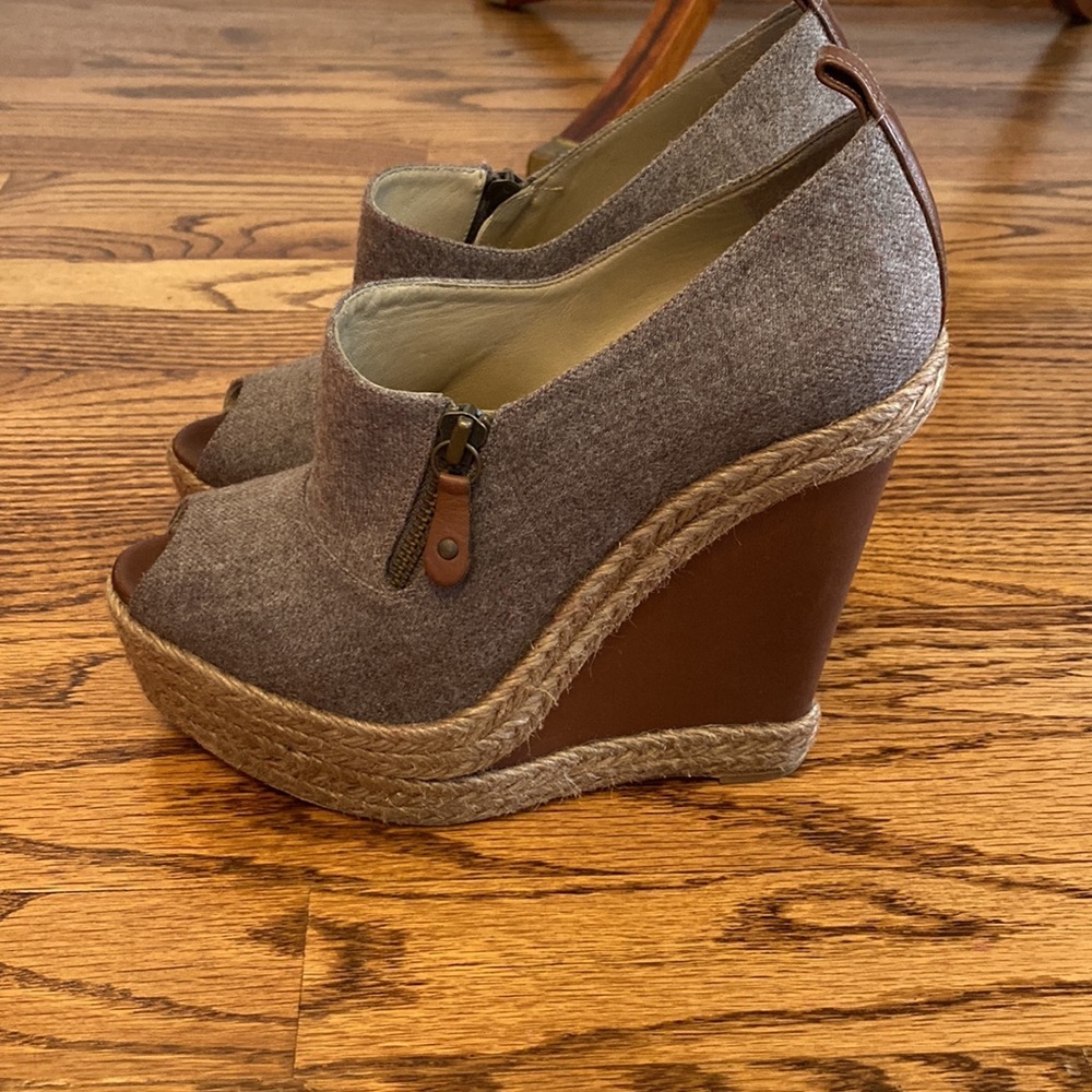 Christian Louboutin Gray and Brown Espadrille Heels - Picture 4 of 6